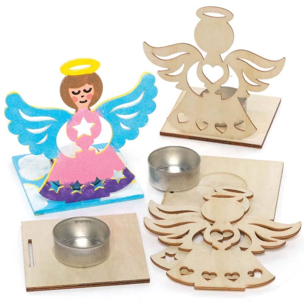 Angel Wooden Tealight Holder Kits (Pack of 4) Christmas Crafts