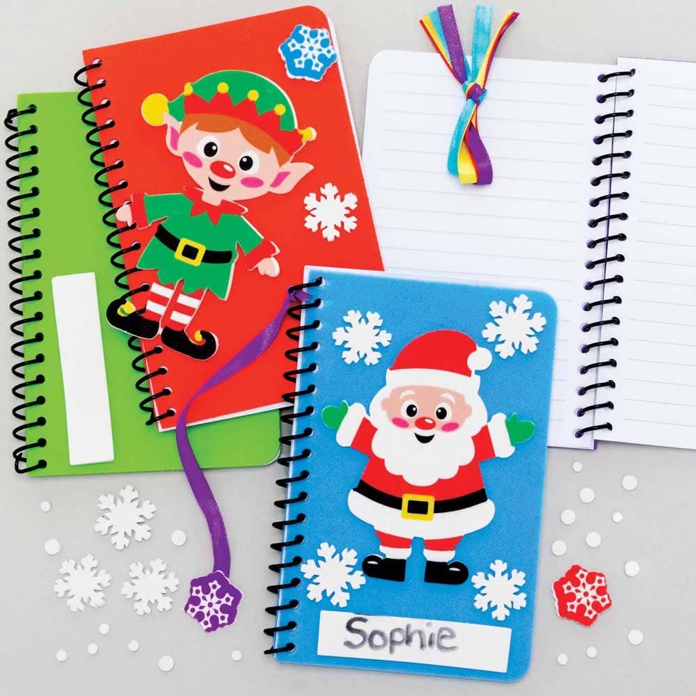 Christmas Notebook Kits (Pack of 4) Christmas Toys 4 notebook colours - Green, Red, Blue & Purple