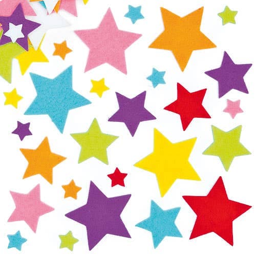 Felt Star Stickers (Pack of 144) Stickers 8 assorted colours - Lime Green, Blue, Orange, Red, Pink, Purple, Yellow & White