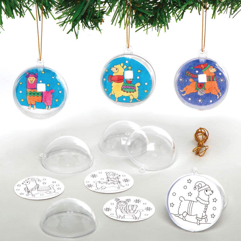 Festive Llama Colour-in Baubles (Pack of 8) Christmas Crafts