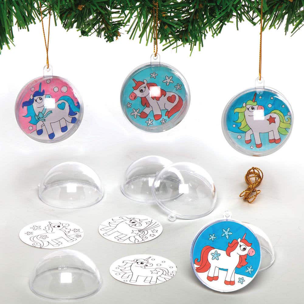 Festive Unicorn Colour-in Baubles (Pack of 8) Christmas Crafts