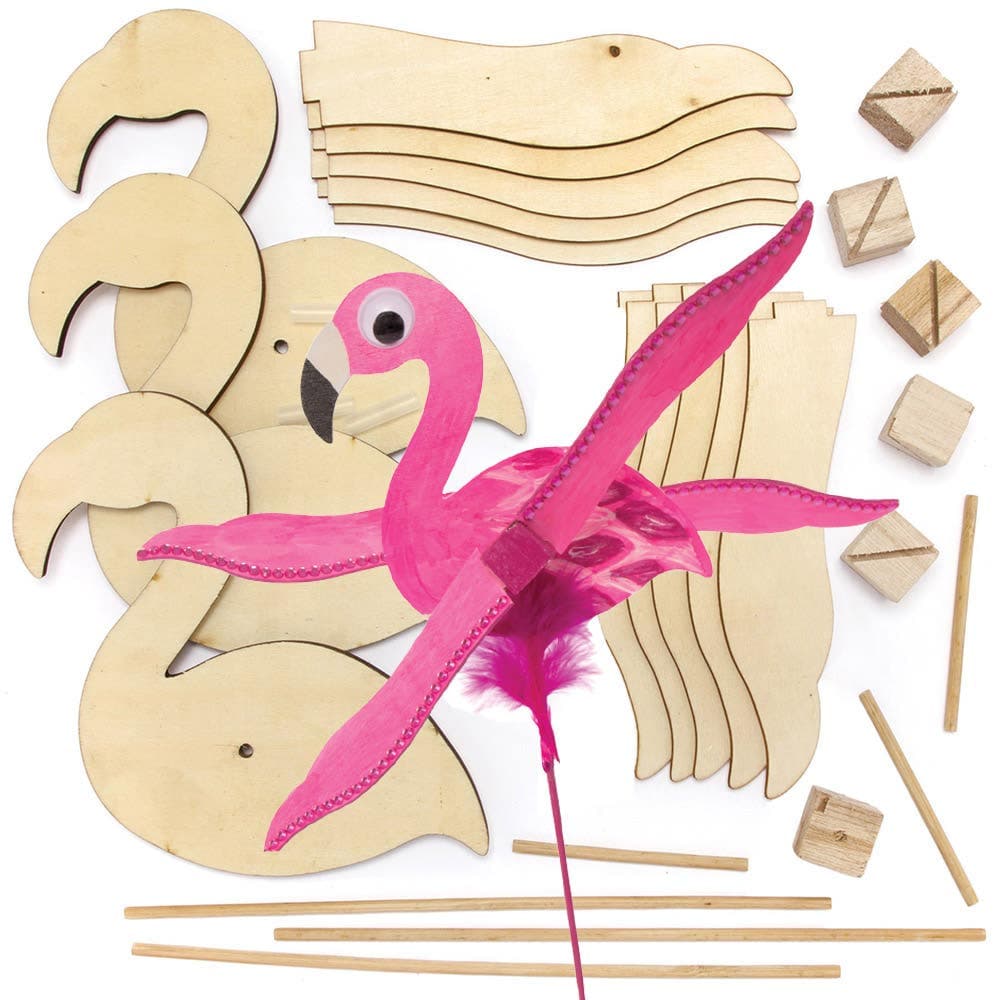 Flamingo Wooden Windmill Kits (Pack of 3) Nature Craft Kits