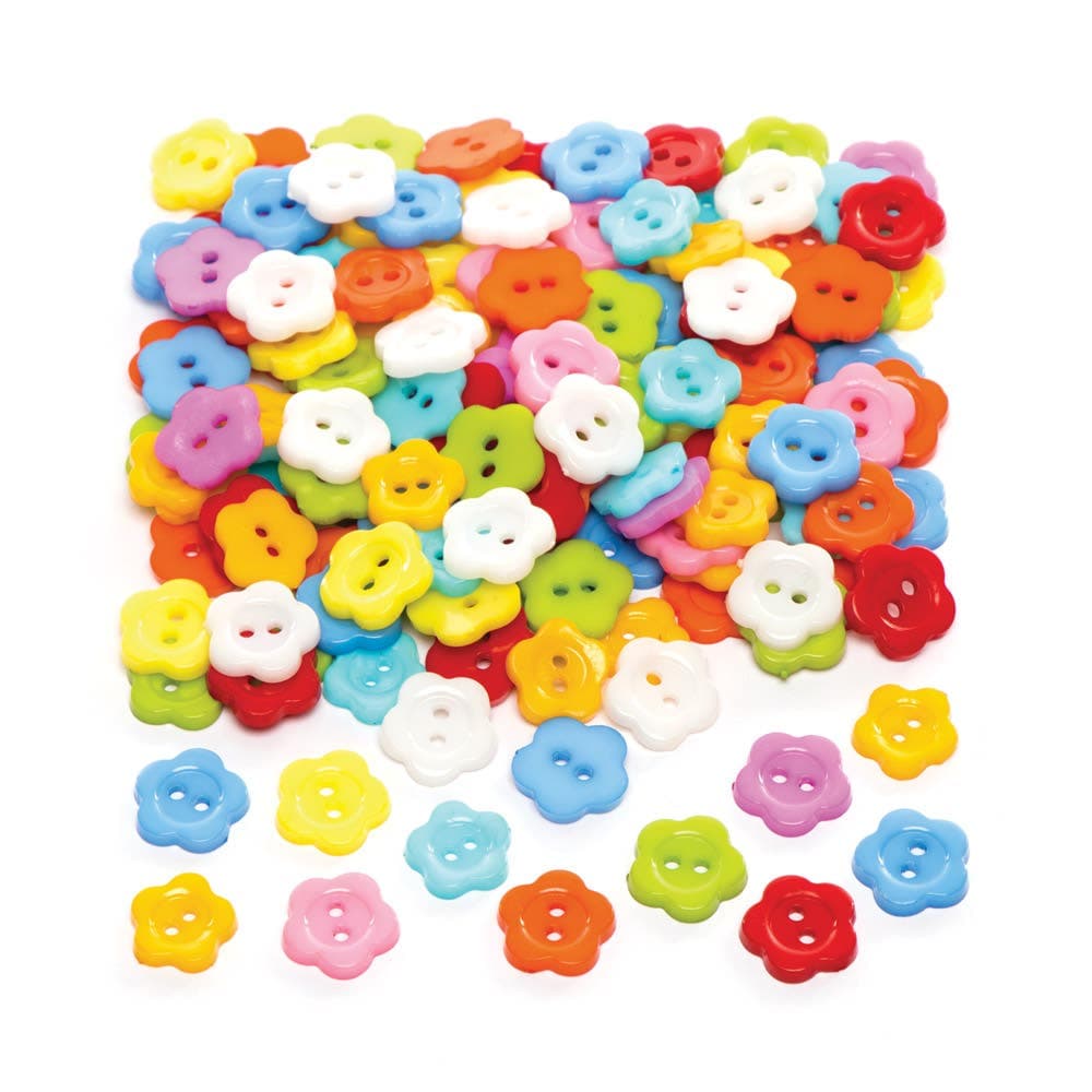 Flower Buttons (Pack of 150) Craft Embellishments Assorted colours