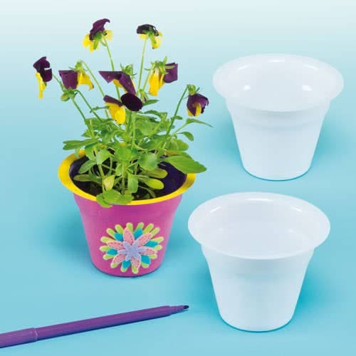 Flowerpots (Pack of 10) Plastic Pots, Easy To Decorate, 65mm, Nature Craft Kits