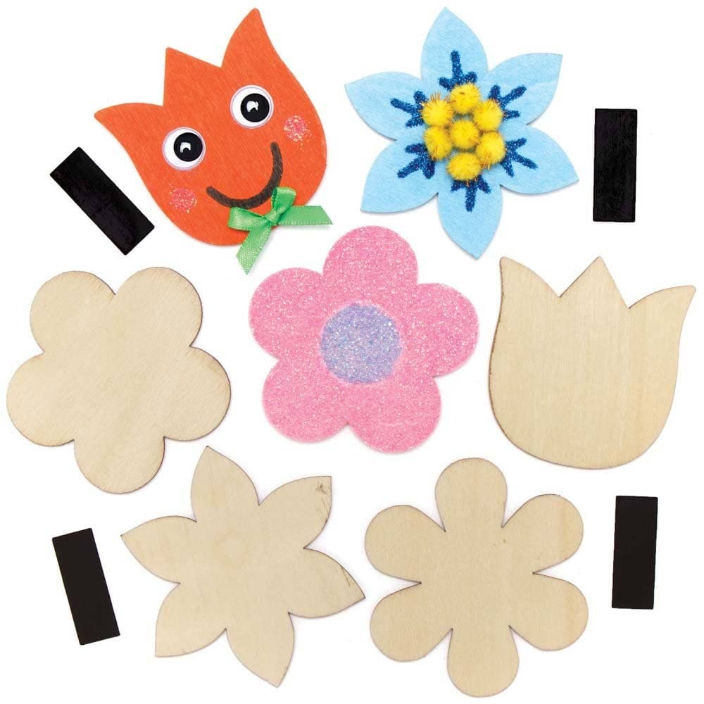 Flower Wooden Magnets (Pack of 12) Art Craft Kits