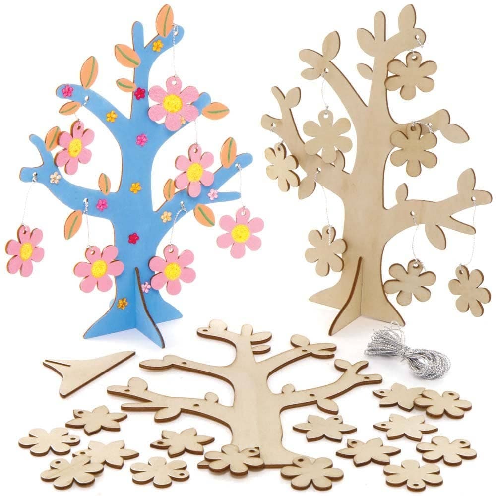 Wooden Flower Tree Kits (Pack of 2) Art Craft Kits