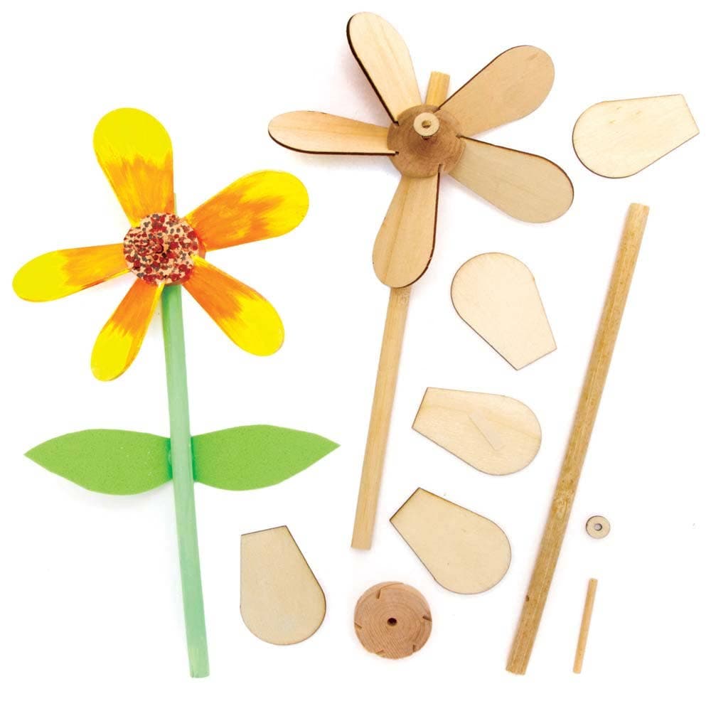 Flower Wooden Windmill Kits (Pack of 5) Nature Craft Kits