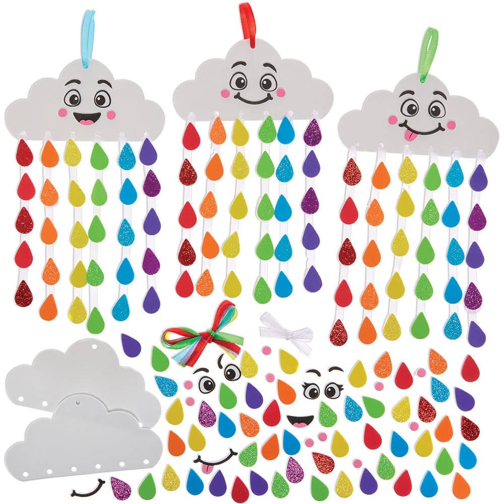 Rainbow Drops Mix & Match Decoration Kits (Pack of 5) All-In-One Crafts, 6 Assorted Colours, No Glue Required