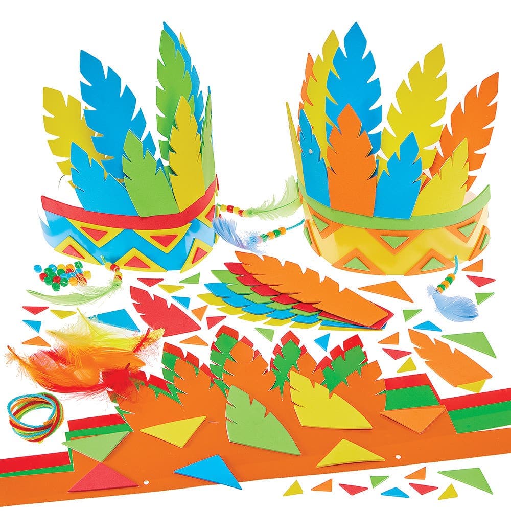 Headdress Kits (Pack of 5) Educational Craft Kits, 5 Assorted Designs, 60cm Size, DIY Role Play/Dress Up