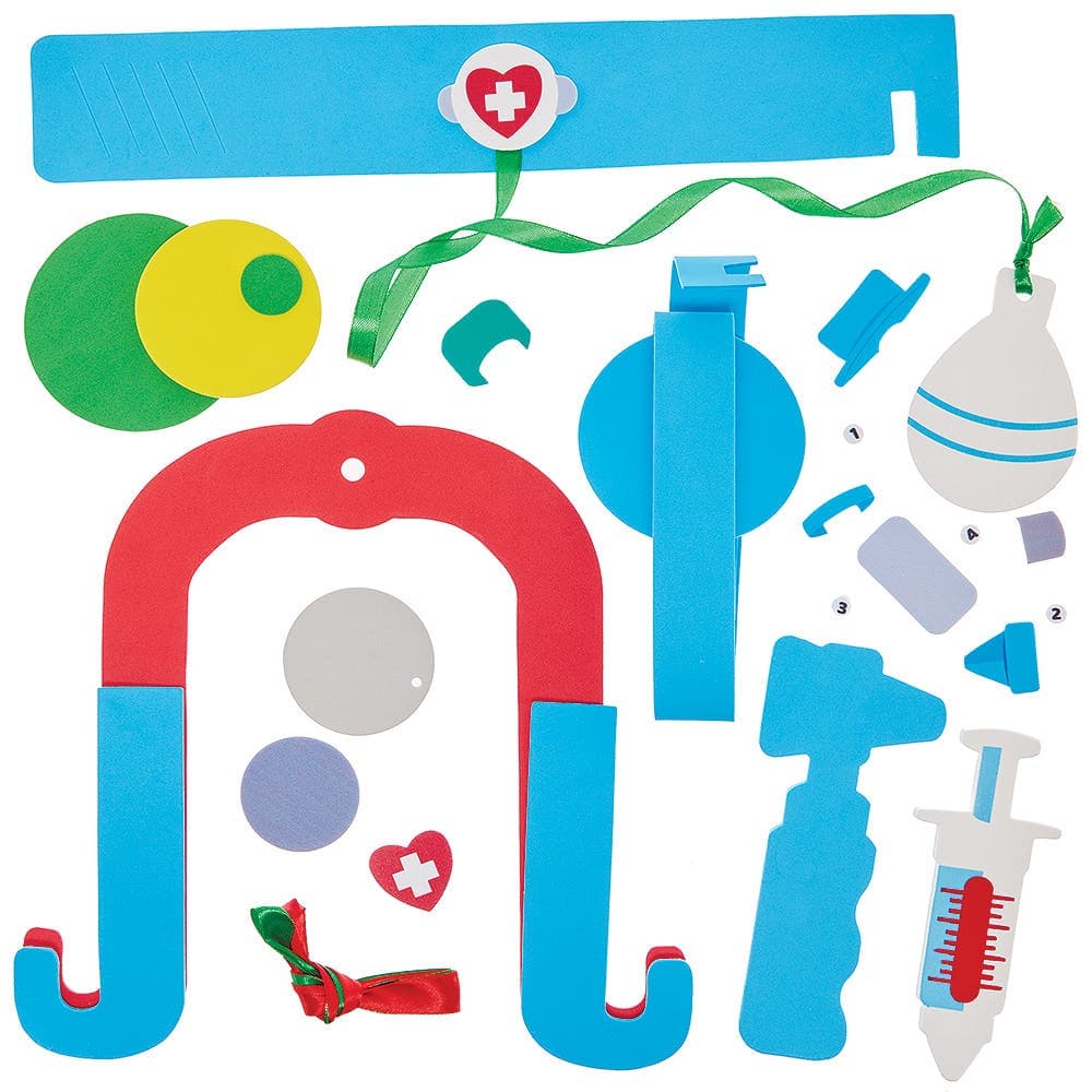 Doctor & Nurse Role Play Dress-up Kit (Each kit) Self-Assemble, No Glue Required, Educational Crafts