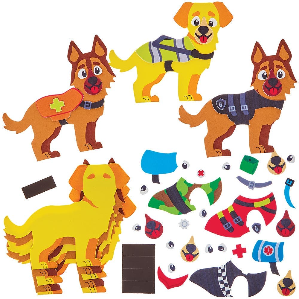 Service Dog Mix & Match Magnet Kits (Pack of 8) Self-Adhesive Foam Pieces, Educational Craft Kits