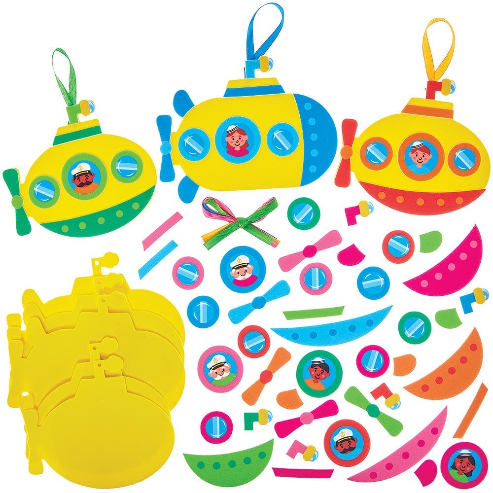 Submarine Mix & Match Decoration Kits (Pack of 8) Foam, 8 Assorted Designs, No Glue Required, Height 10cm