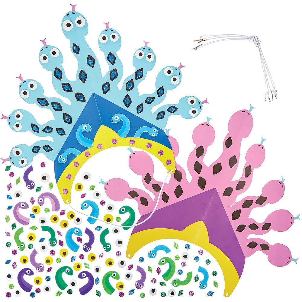 Medusa Headdress Kits (Pack of 5) Dress Up & Parties, 5 Assorted Designs, Height 22cm, Card & Foam Crafts