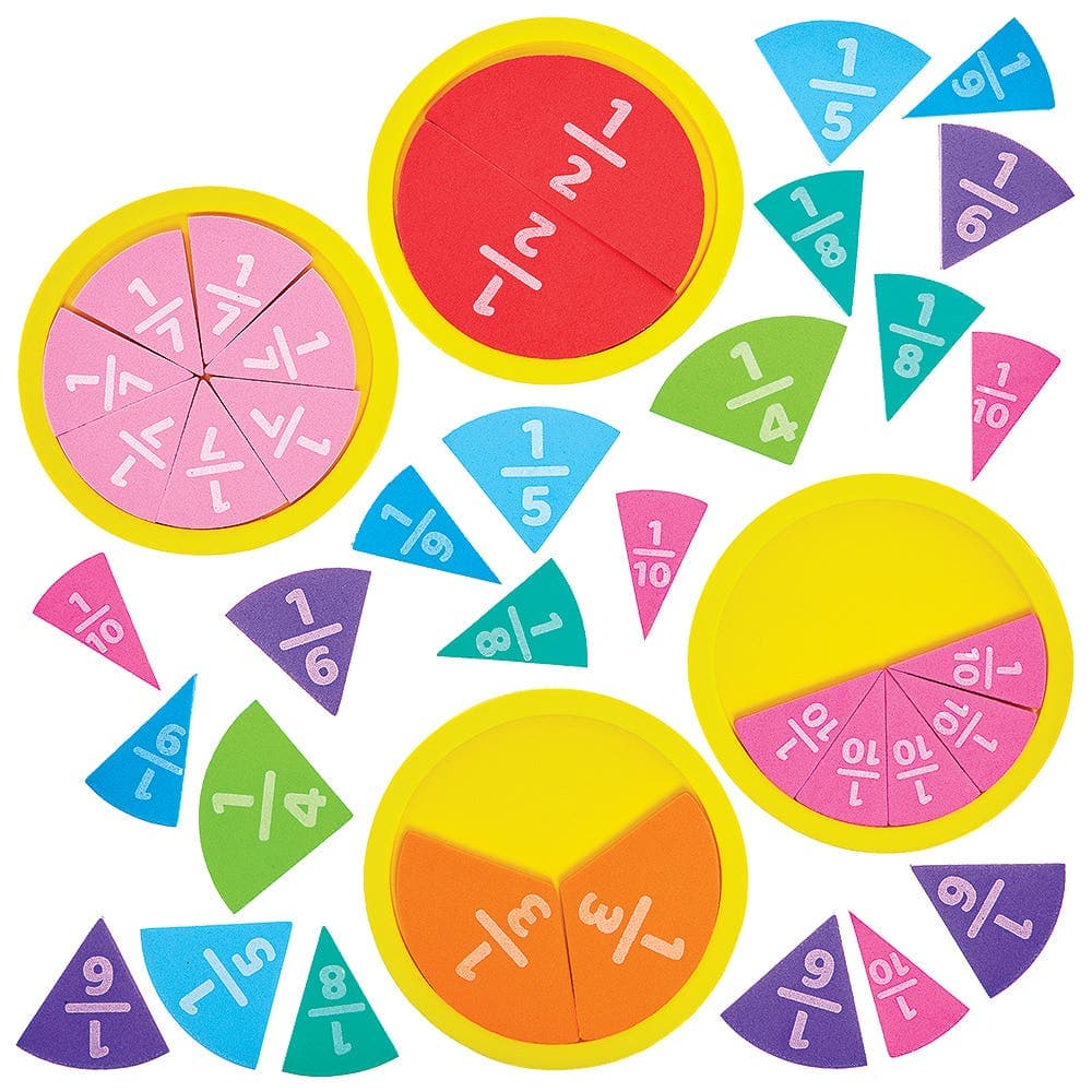 Learn Fractions Kits (Pack of 9) Educational Craft Kits, Range Of Fraction Designs, Foam Crafts
