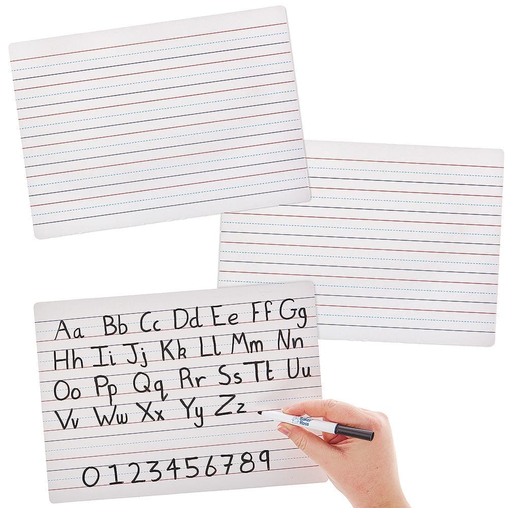Dry Wipe Lined A4 Whiteboards (Pack of 10) Practice Writing Skills, Educational, Easy Clean