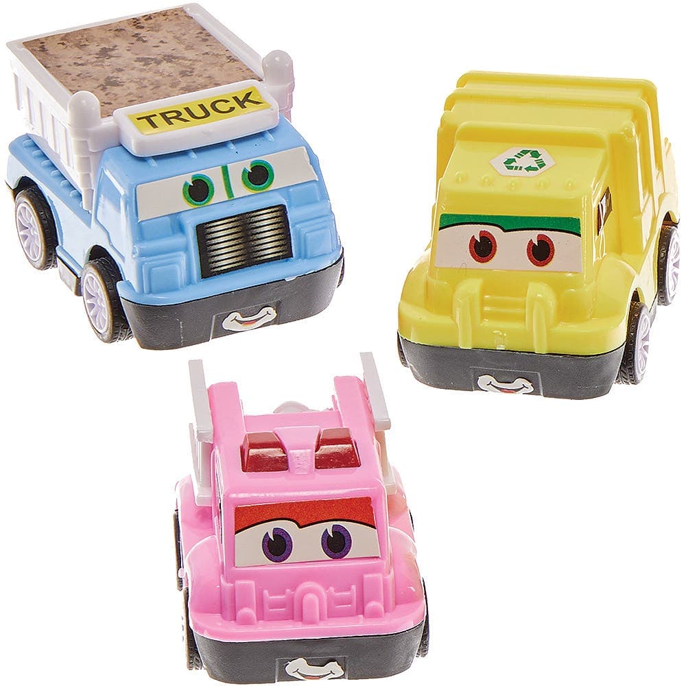 Truck Pull Back Racers (Pack of 6) Approx. Size 6cm, Assorted Designs, Party Bag Fillers