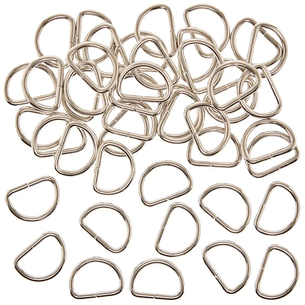 Metal D Rings (Pack of 50) 1 Design, 2.5mm x 20mm x 12mm, Craft Supplies