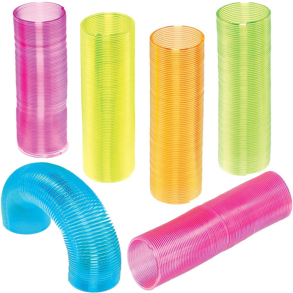Super Long Mini Springs (Pack of 6) 10cm Long, Party Bag Fillers, 6 Assorted Colours
