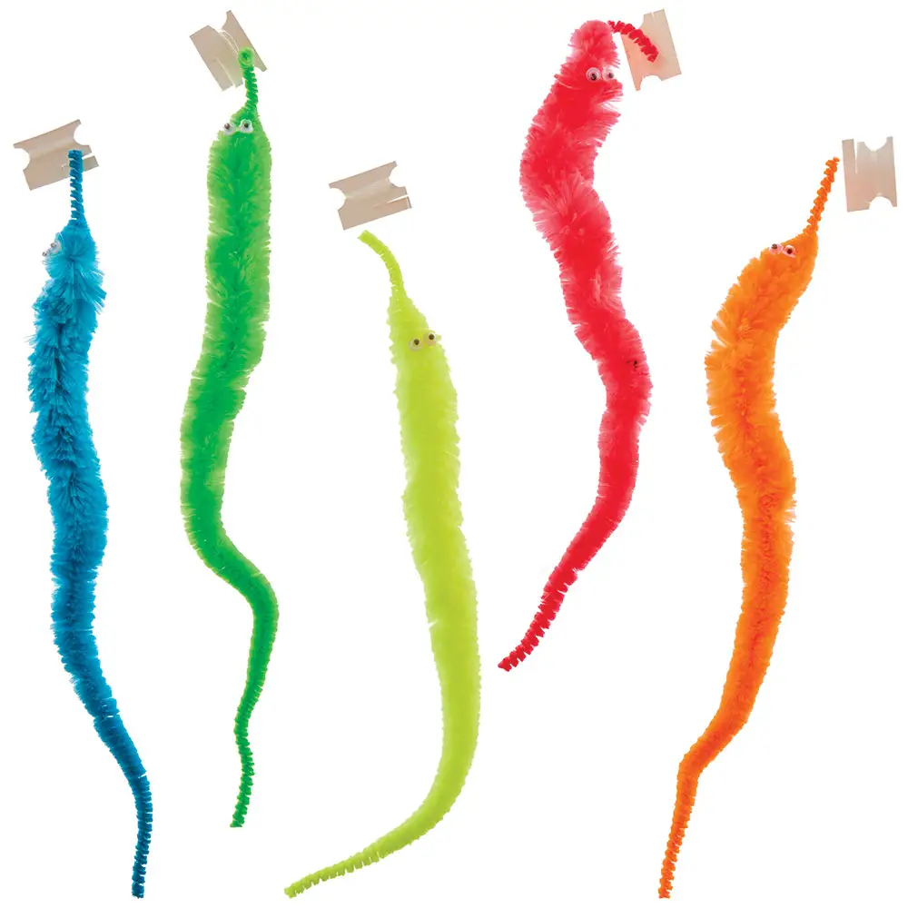 Magic Worm Twisty Toys (Pack of 5) 19cm, 5 Neon Colours, Invisible String Included, Pocket Money Toys