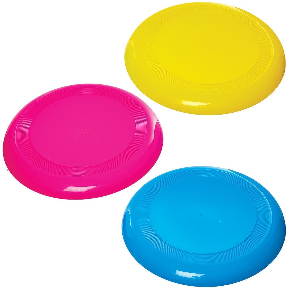 Large Frisbee Flying Discs (Pack of 4) 24cm Diameter, 4 Assorted Colours, Plastic, Fun Family Games