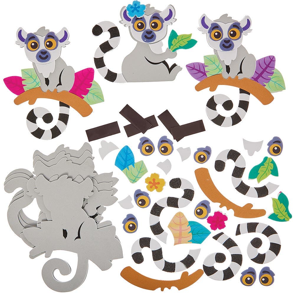 Lemur Mix & Match Magnet Kits (Pack of 8) Foam Template, Self-Adhesive Pieces & Magnets Inlcuded