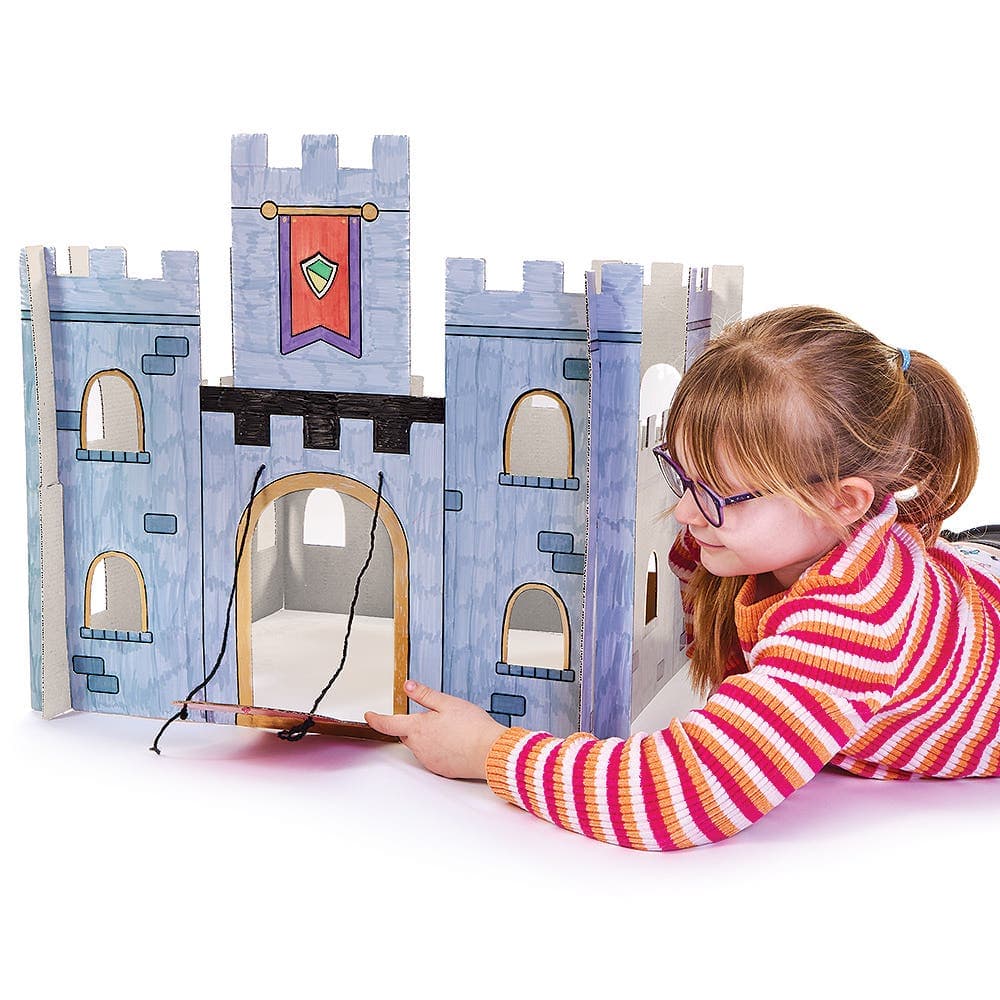 Build Your Own Giant Colour-in Play Castle (Each) 44cm, Cardboard, Easily Slots Together, Crafts For Kids
