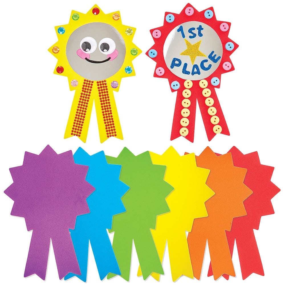 Rosette Foam Blanks (Pack of 24) 6 Assorted Colours, Size 18cm, Decorate & Personalise