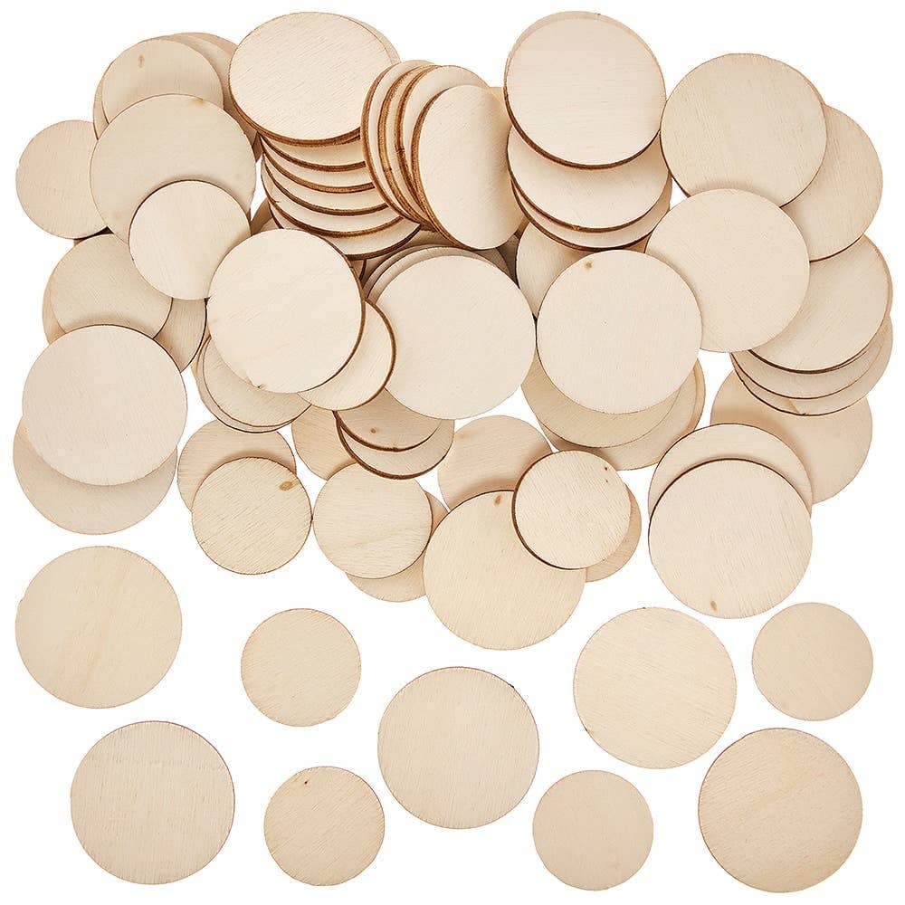 Wooden Disc Coin Blanks (Pack of 150) Role Play, Decorate Your Own, Sizes 20mm & 28mm Diameter