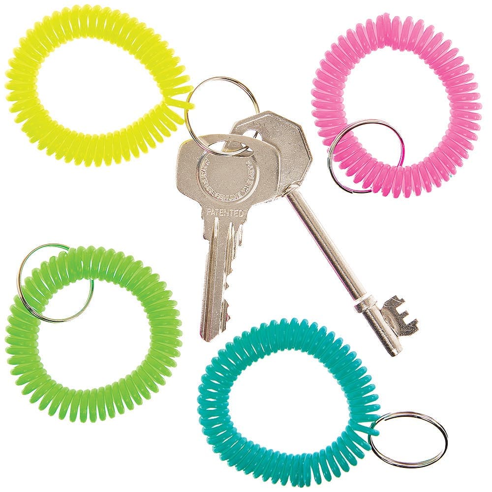 Spiral Keychains (Pack of 12) 6 Assorted Colours, 5cm Diameter, Party Bag Filler/Pocket Money Toys