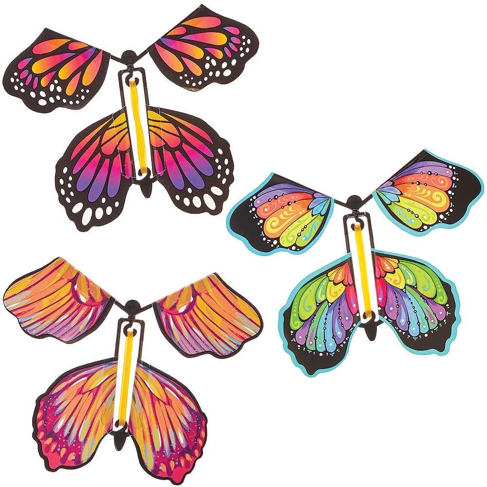 Flying Butterflies (Pack of 6) Twist & Release Toys, 6 Assorted Designs, Party Bag Fillers/Small Prizes