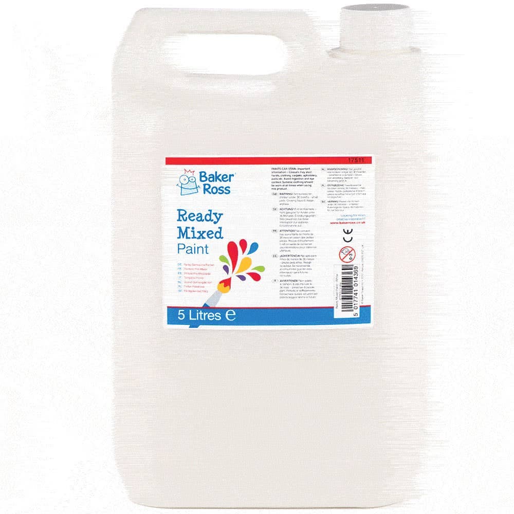 White Ready Mixed Poster Paint 5 Litre (Each) Water-Based Liquid Poster Paint, Art Supplies