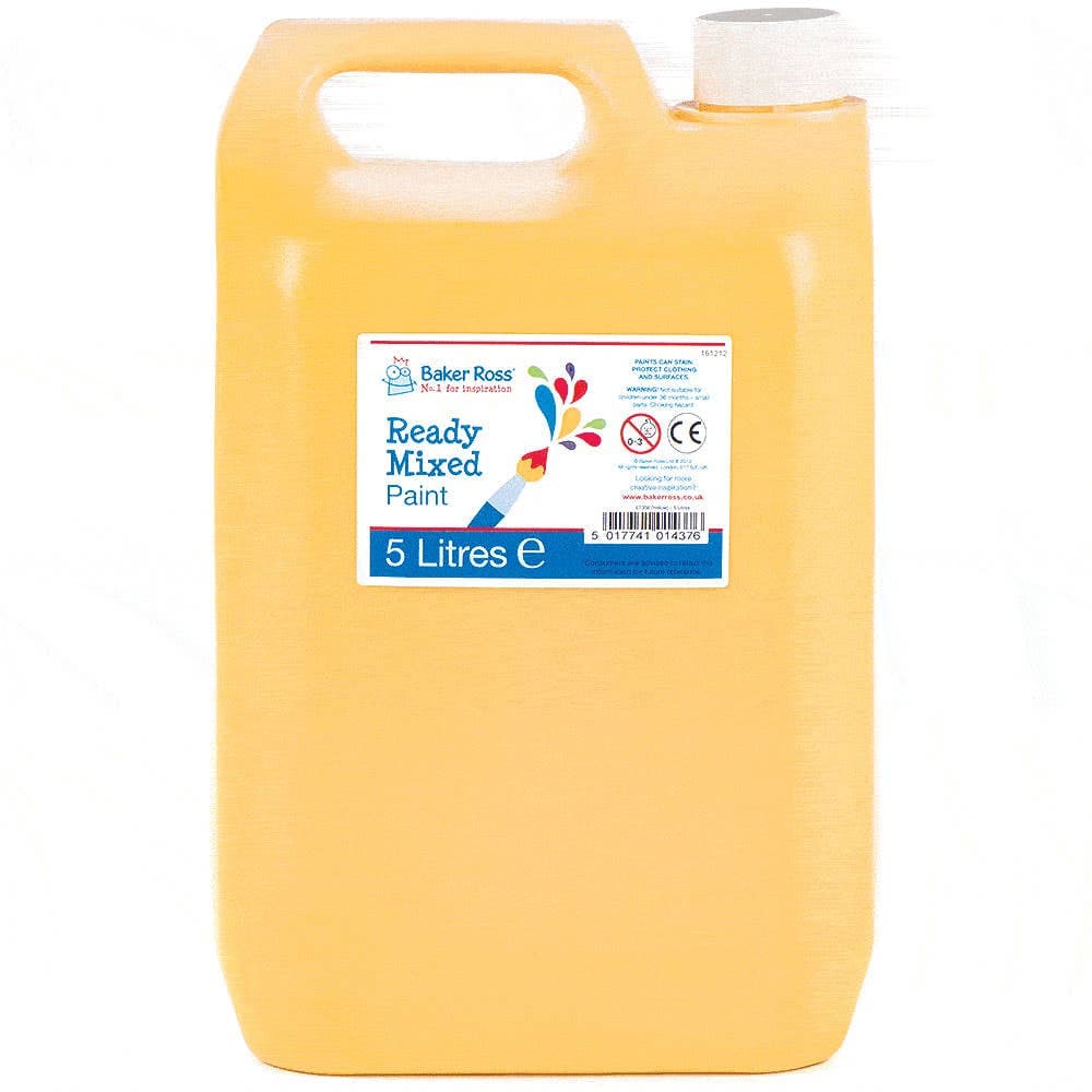 Yellow Ready Mixed Poster Paint 5 Litre (Each) Water-Based Liquid Poster Paint, Art Supplies