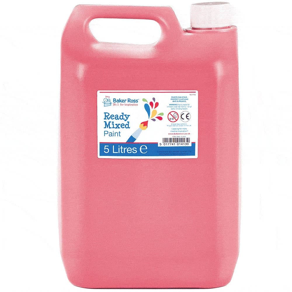 Red Ready Mixed Poster Paint 5 Litre (Each) Water-Based Liquid Poster Paint, Art Supplies