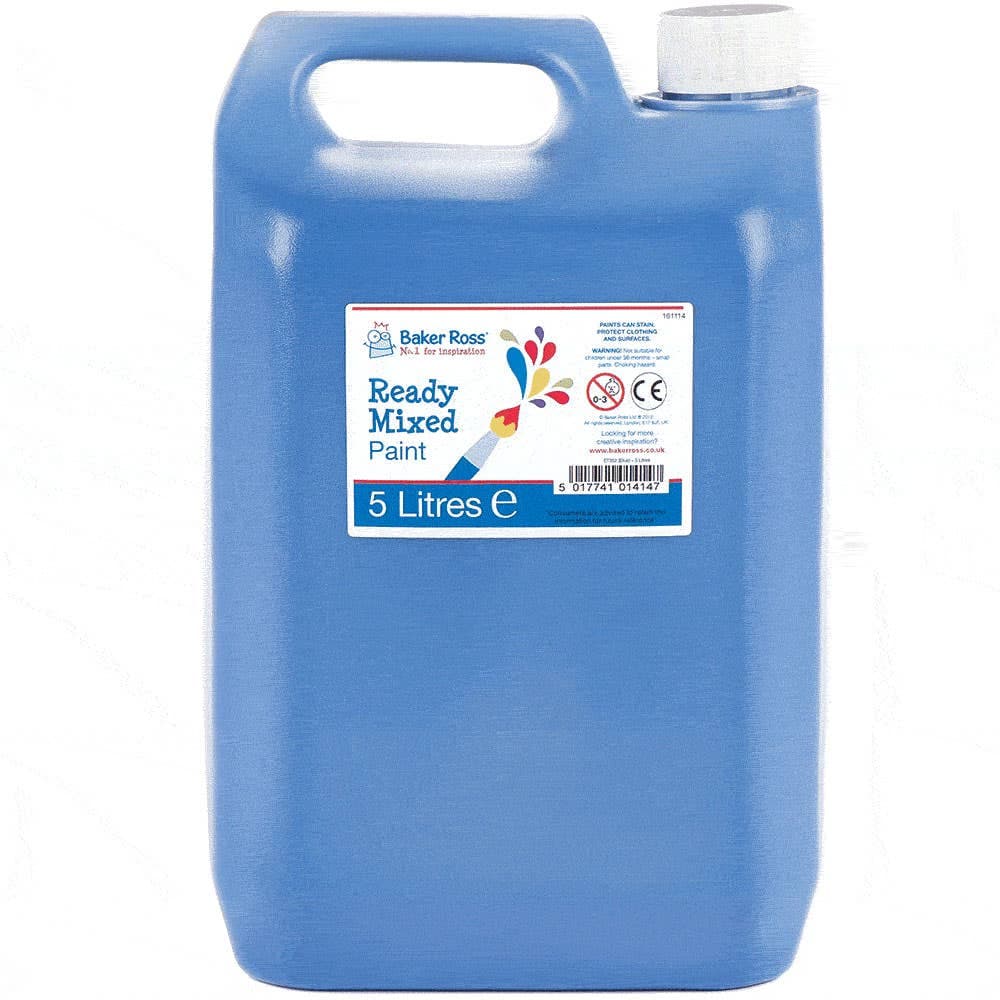 Blue Ready Mixed Poster Paint 5 Litre (Each) Water-Based Liquid Poster Paint, Art Supplies