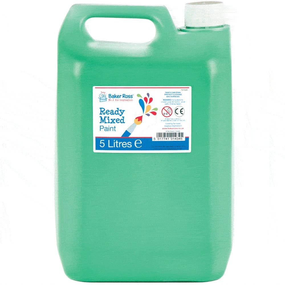 Green Ready Mixed Poster Paint 5 Litre (Each) Water-Based Liquid Poster Paint, Art Supplies