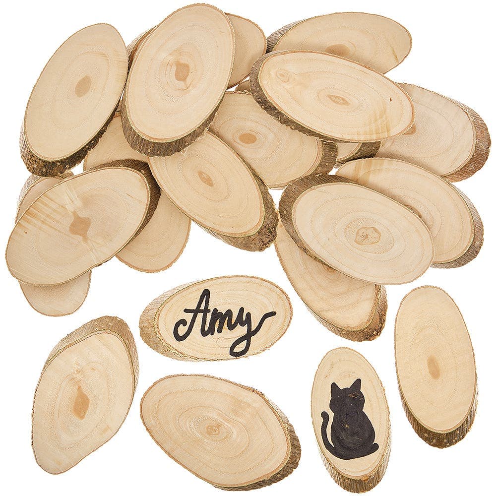 Natural Wooden Pieces (Per Pack) Approx 36 Pieces Per Pack, Bark Edge, Sizes Vary, 3D Crafts