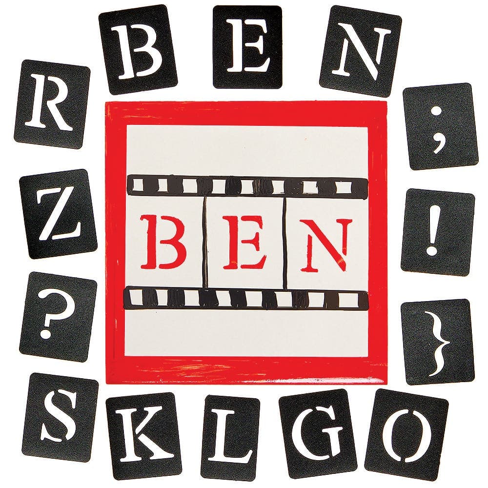 Adhesive Stencil Set (Pack of 30) 26 Capital Letters & 4 Special Characters, Non-Slip, Easy Wash