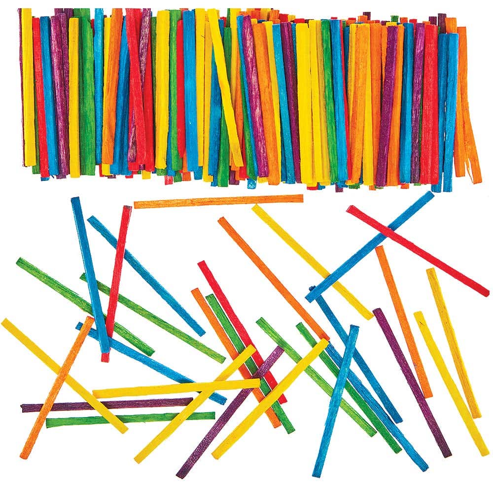 Coloured Craft Matchsticks (Pack of 2000) 6 Assorted Colours - Red, Blue, Green & More, 43mm Long