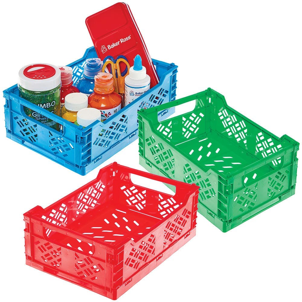 Foldable Storage Boxes (Pack of 3) Size 24.5cm x 18cm x 10.5cm, 3 Assorted Colours - Red, Green & Blue