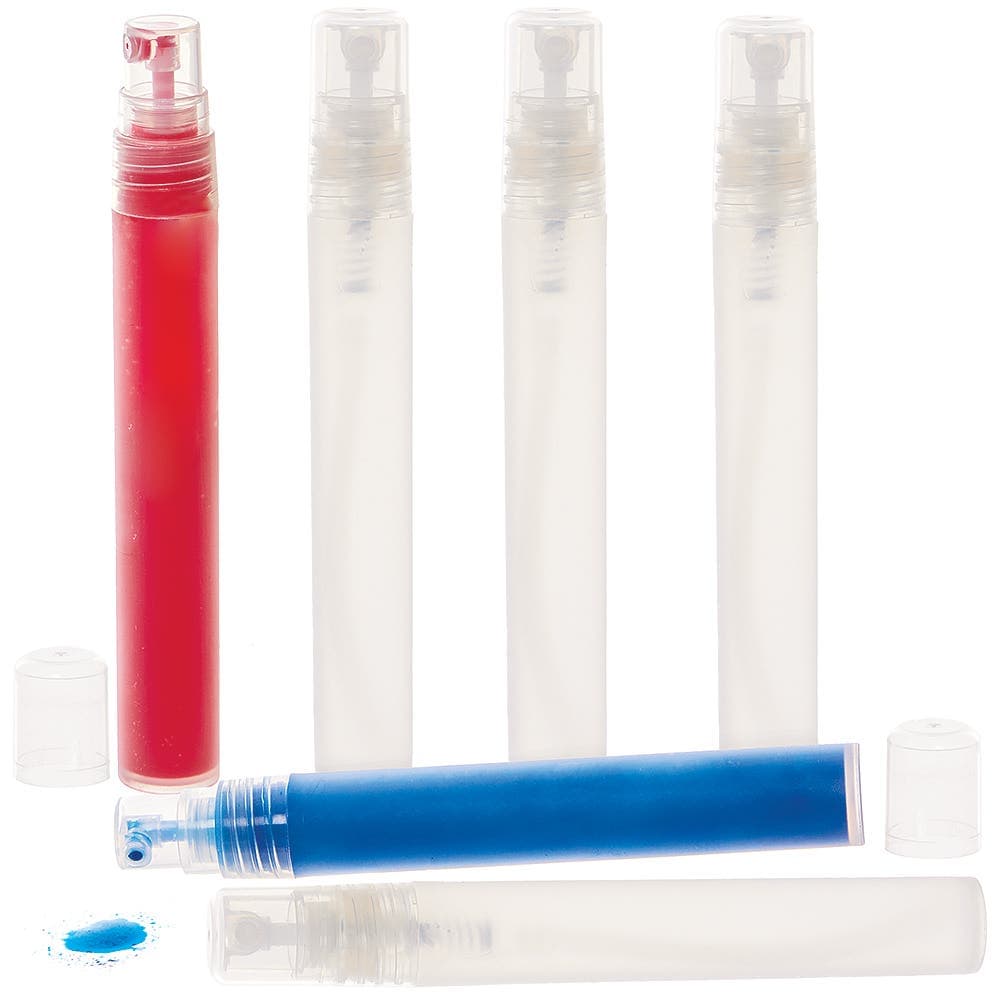 Art Spray Pens (Pack of 6) 10ml Capacity, Plastic Bottle, Sprays Fine Mist, Craft Supplies