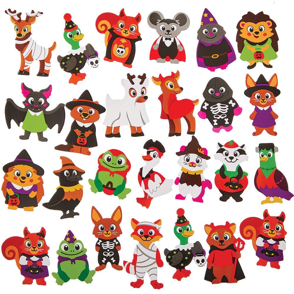 Halloween Woodland Animals Foam Stickers (Pack of 150) 30 Assorted Designs, Crafts For Halloween