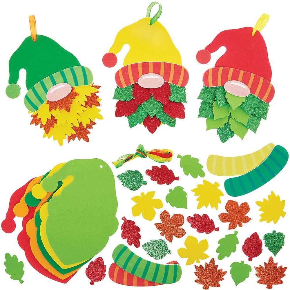Autumn Gonks Mix & Match Decoration Kits (Pack of 5) 5 assorted colourways - Red/Dark Green, Orange/Yellow, Light Green/Red, Light Green/Dark Green & Yellow/Orange