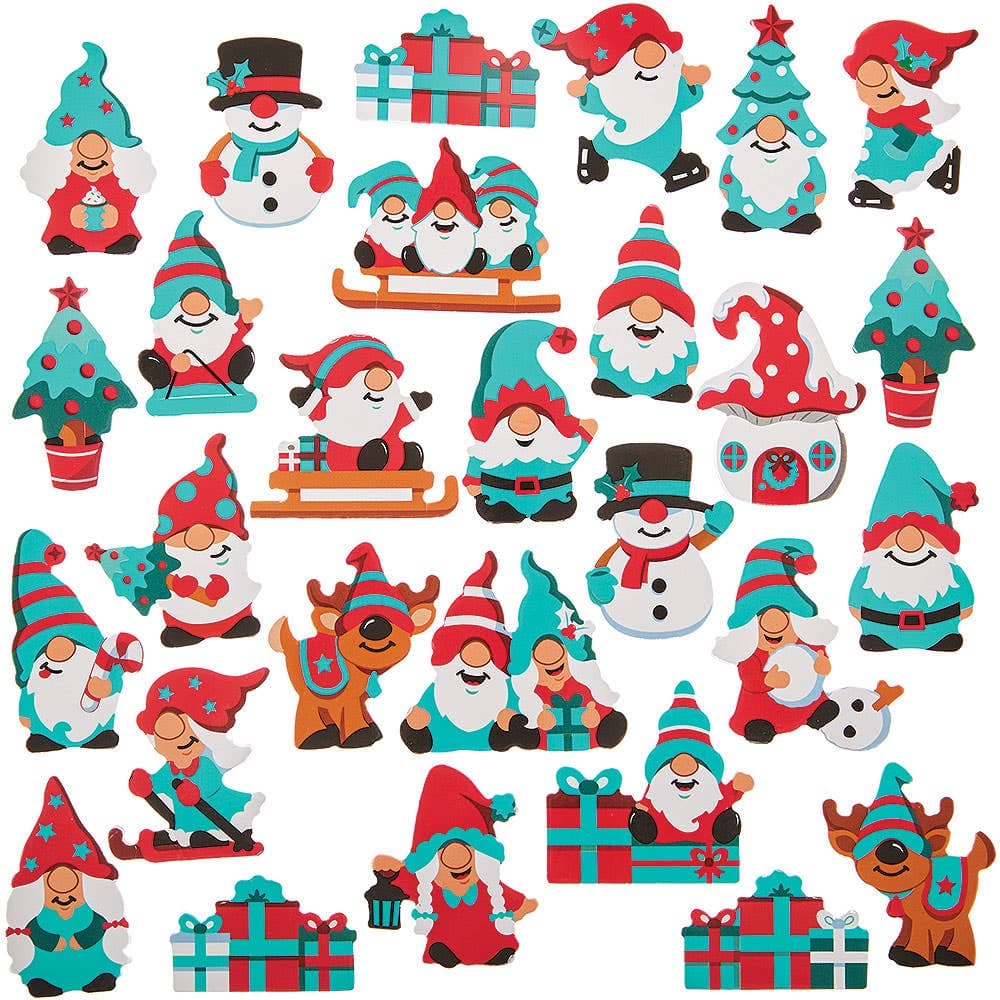Christmas Gonk Foam Stickers (Pack of 150) 30 Assorted Gonk Designs, Christmas Crafts
