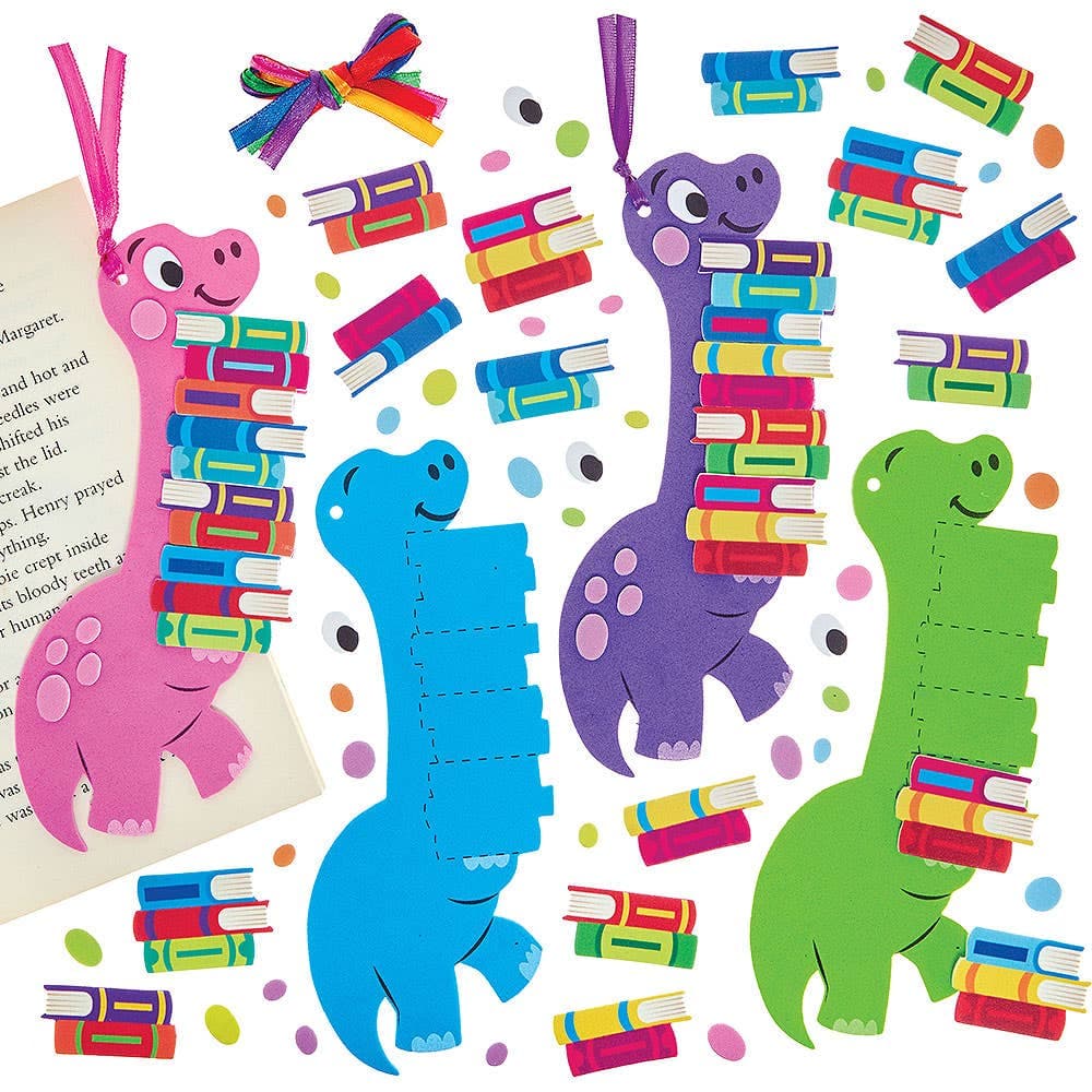 Dinosaur Bookmark Kits (Pack of 6), Book Day Bookmarks