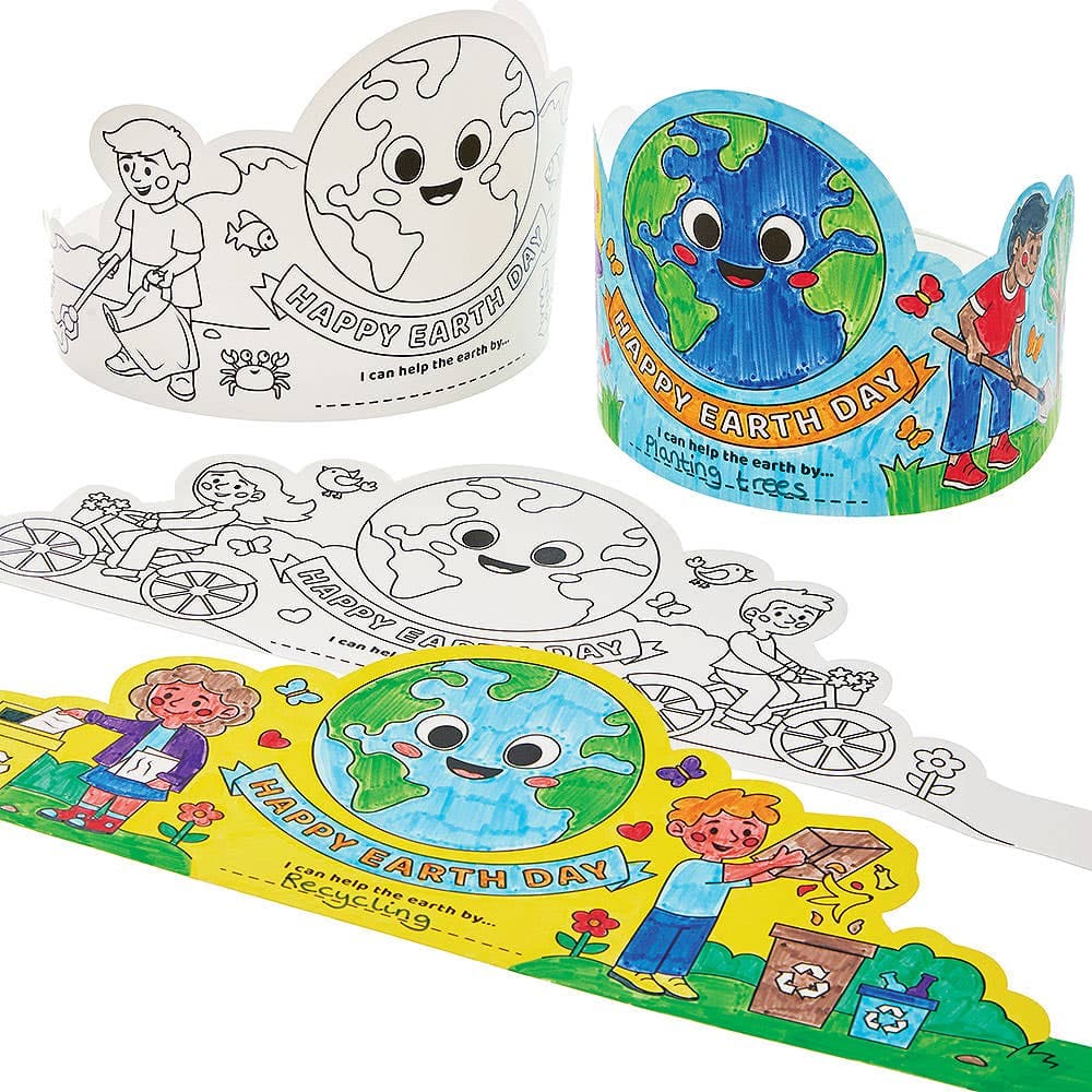 Earth Day Colour-in Crowns (Pack of 8)