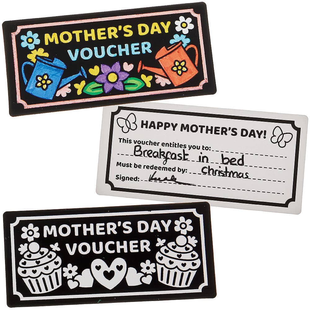 Mother's Day Colour-in Fuzzy Art Gift Vouchers (Pack of 10)