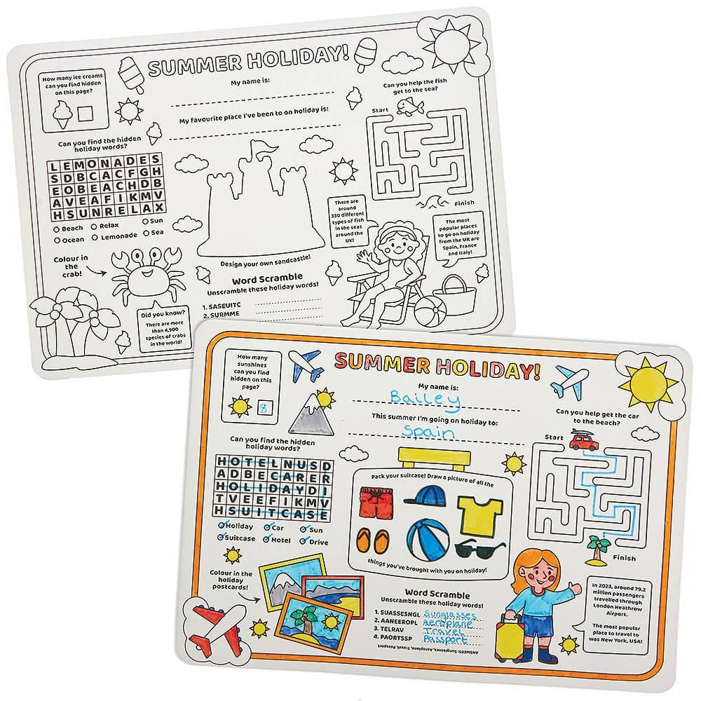 Summer Holiday Activity Sheets (Pack of 8)