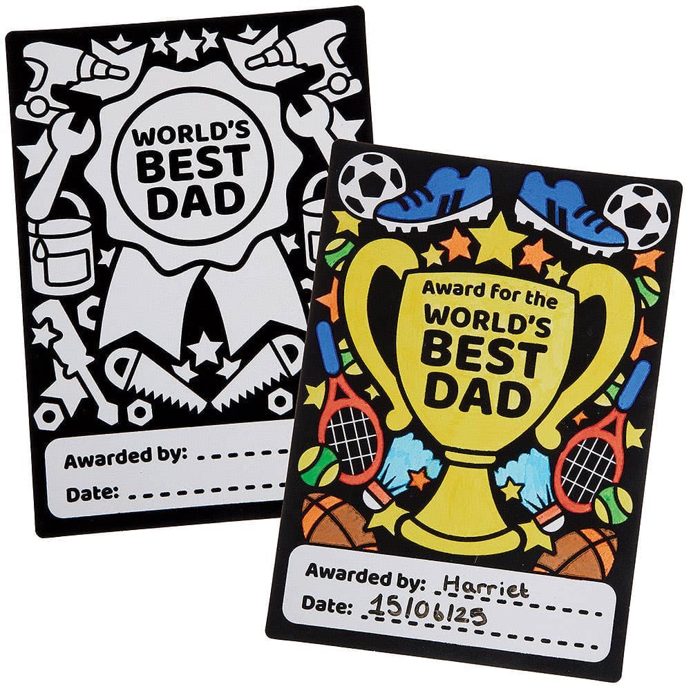 Father's Day Colour-in Fuzzy Art Certificates (Pack of 6)