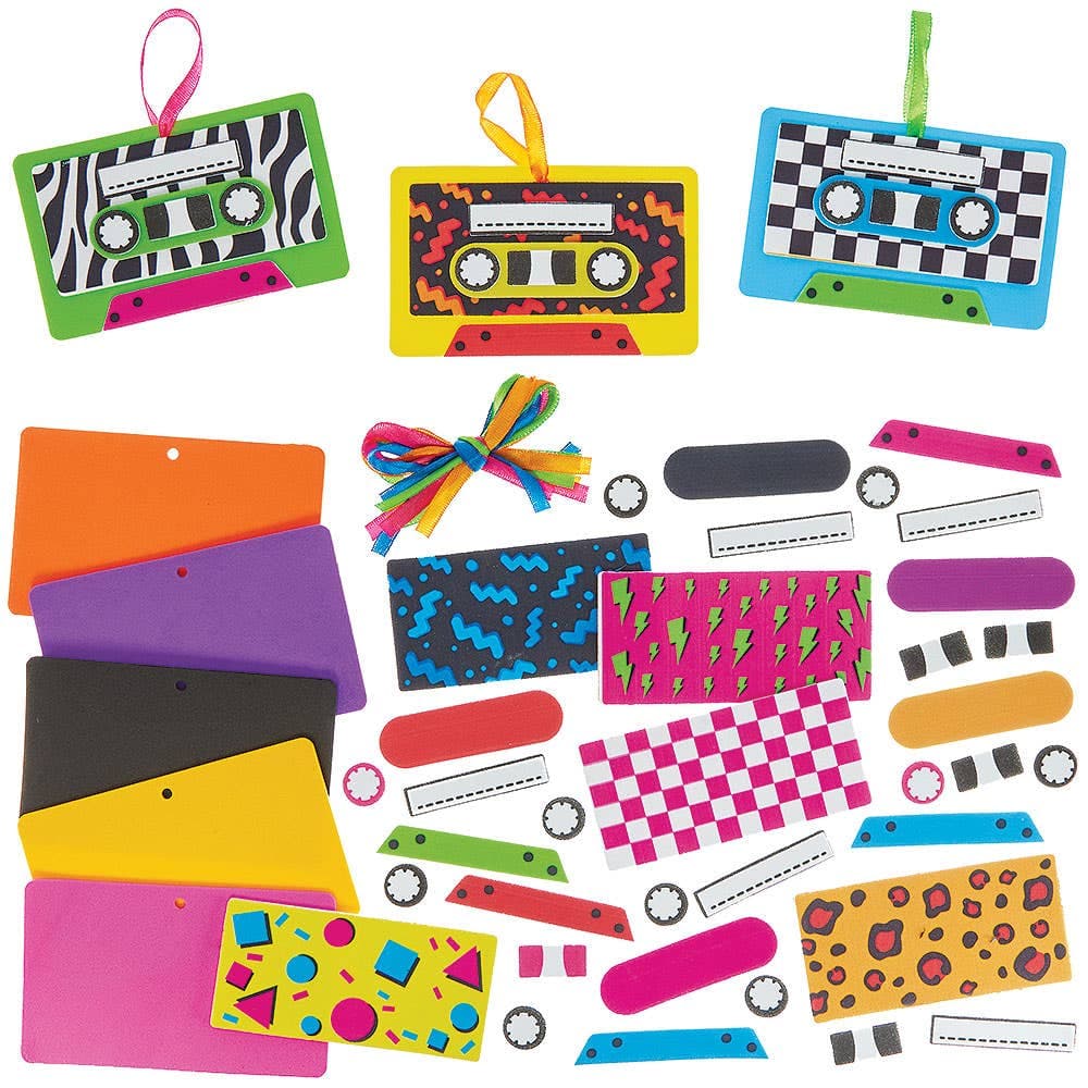 Retro Cassette Tape Mix & Match Decoration Kits (Pack of 8)