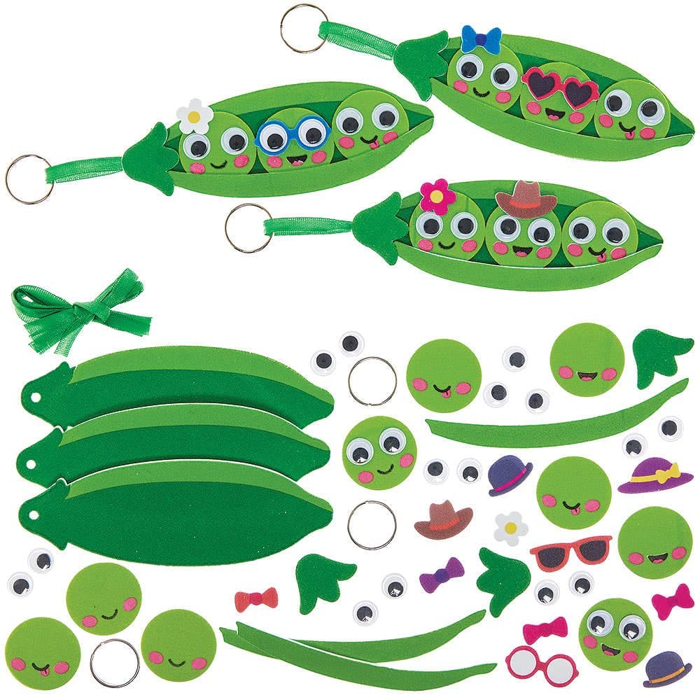 Peas in a Pod Bag Dangler & Keyring Kits (Pack of 6)